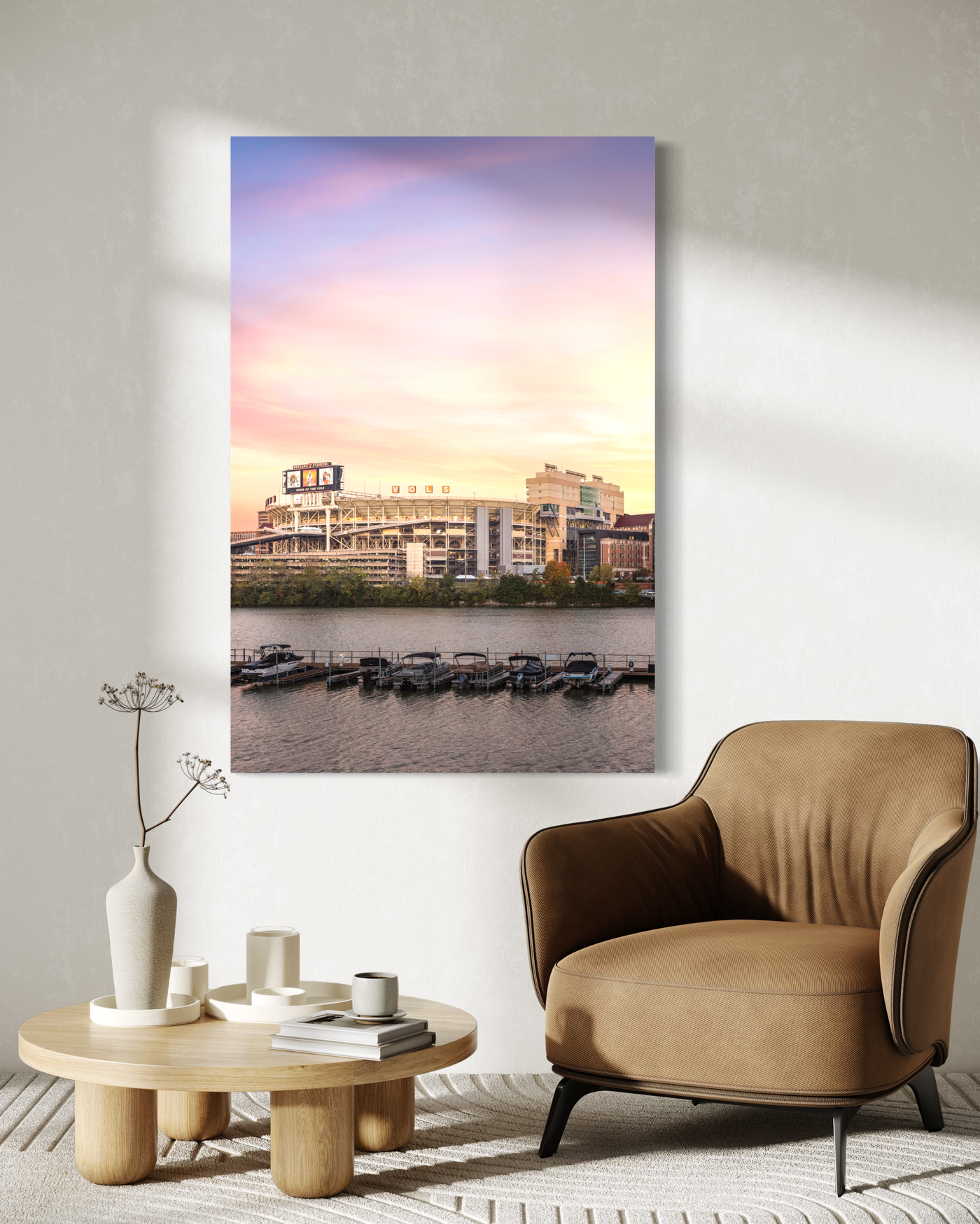 Neyland Stadium Sunrise Limited Edition displayed in a contemporary room interior