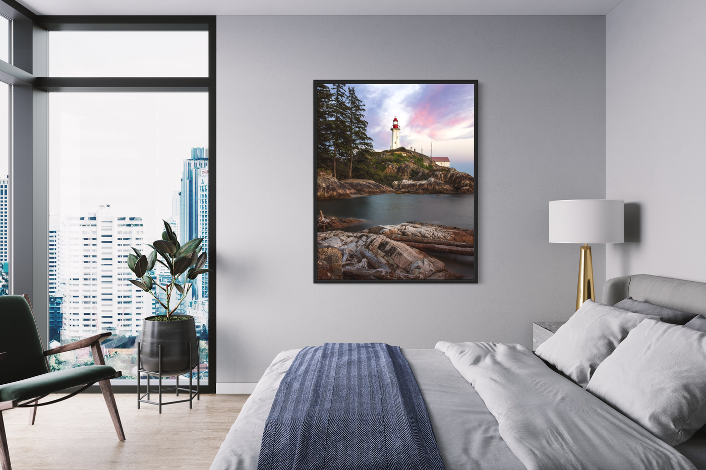 Lighthouse Park Vancouver Limited Edition displayed in an elegant room interior
