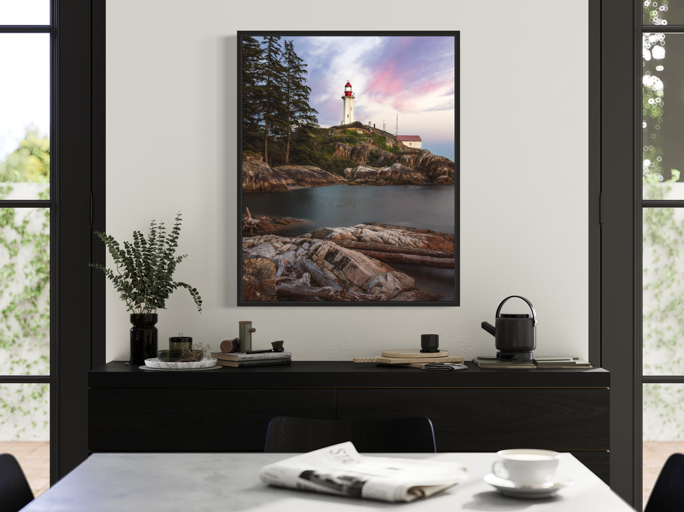 Lighthouse Park Vancouver Limited Edition displayed in a styled room interior