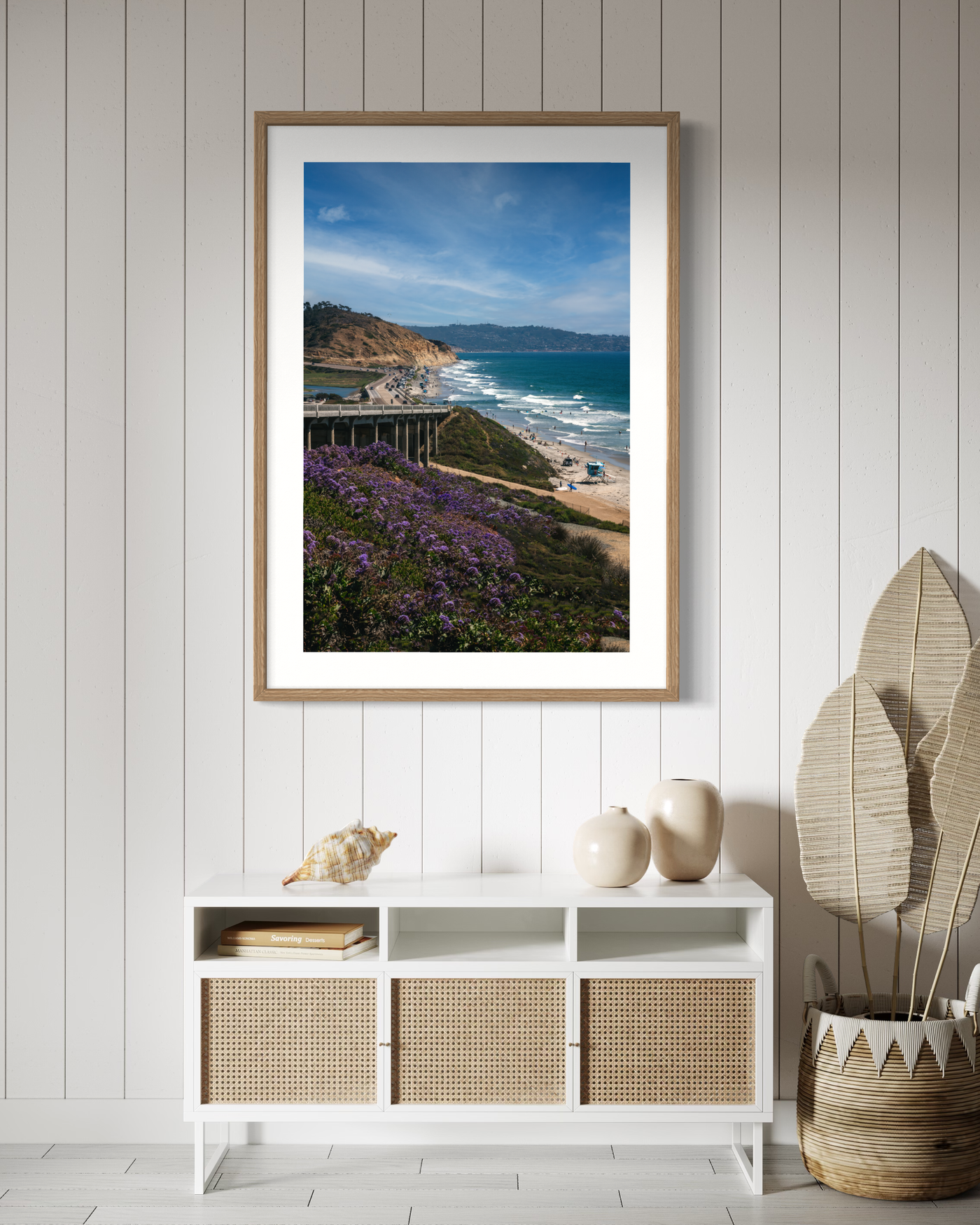Del Mar Beach California Coastal displayed in a refined room interior
