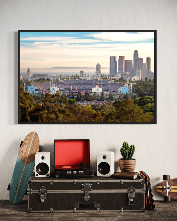 Chris Fabregas Photography Metal, Canvas, Paper Dodger Stadium and LA Skyline, Game Two 2024 World Series Wall Art print High-quality fine art photography print 