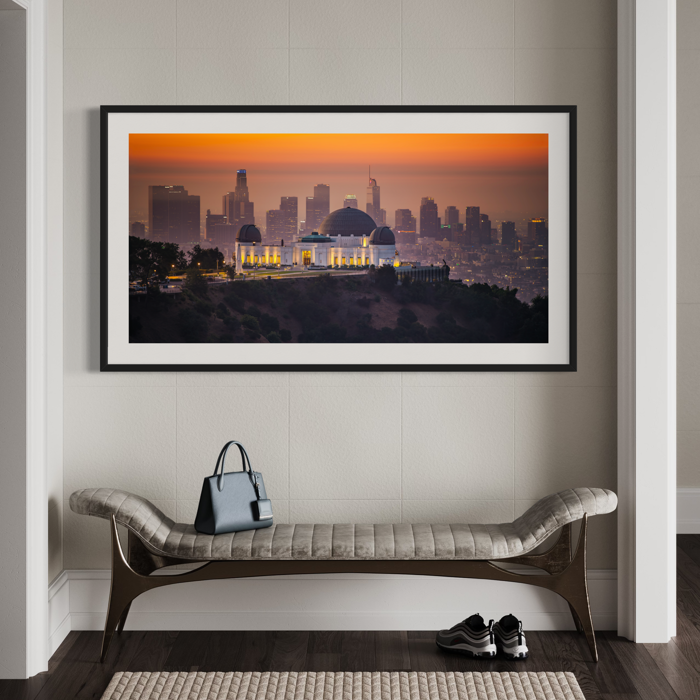 Griffith Observatory Los Angeles Sunset displayed in a home interior