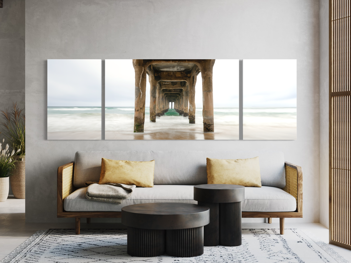 Manhattan Beach Pier Triptych – Panoramic Ocean Photography Print Triptych Chris Fabregas Fine Art Photography Wall Art print High-quality fine art photography print 