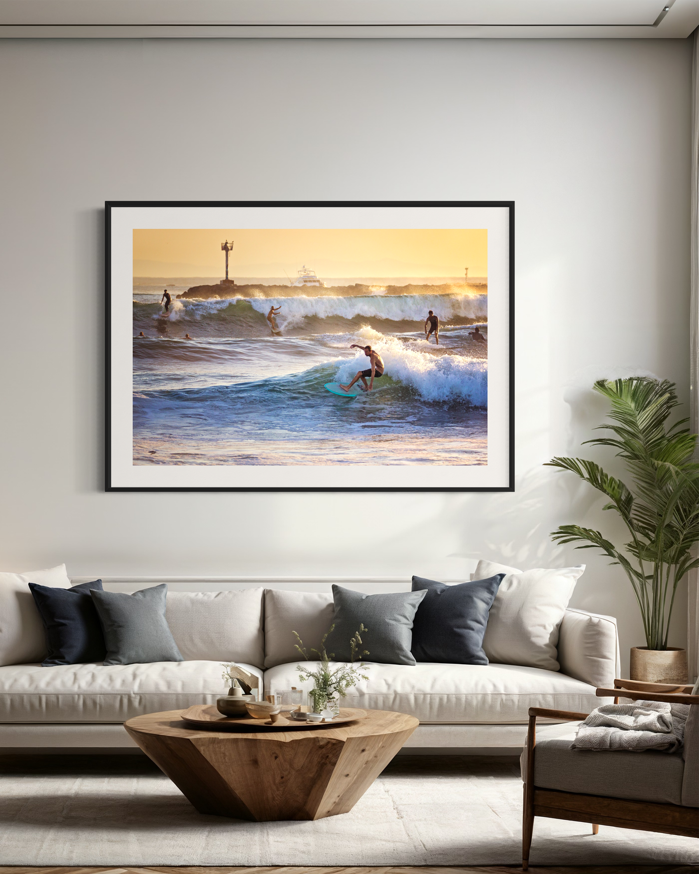 Party Waves Seal Beach Surfer displayed in an elegant room interior
