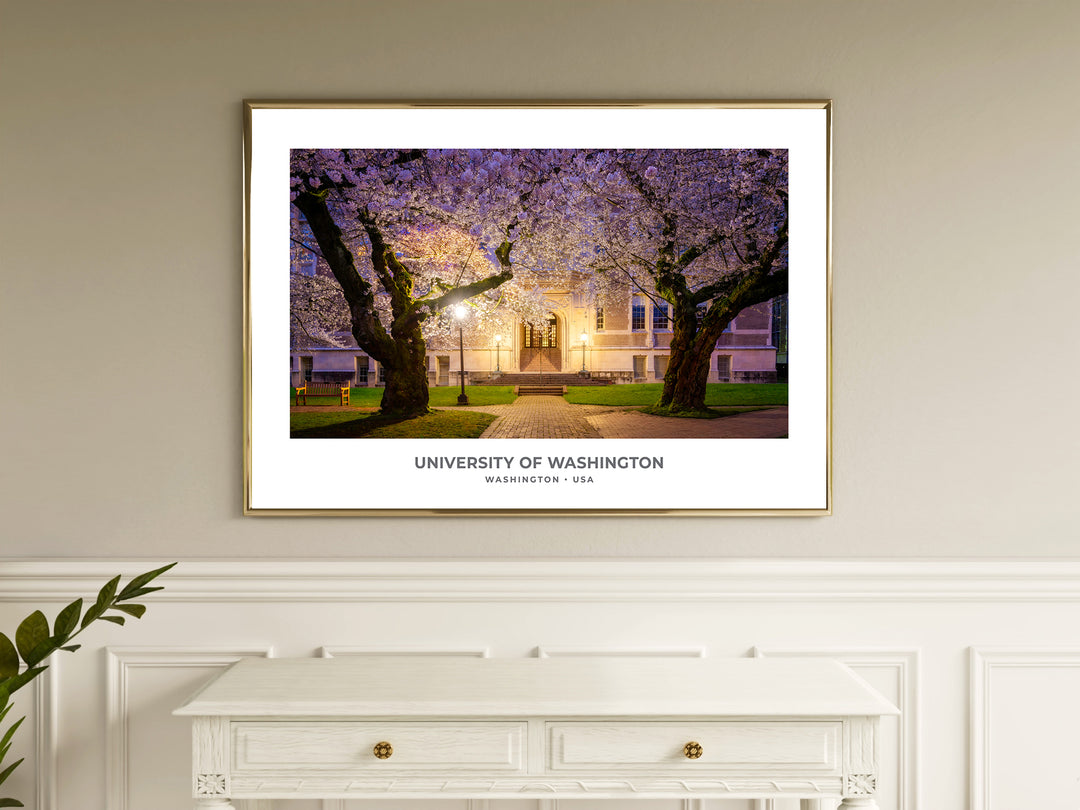 UW Cherry Blossoms Printable Art, University of Washington Wall Decor