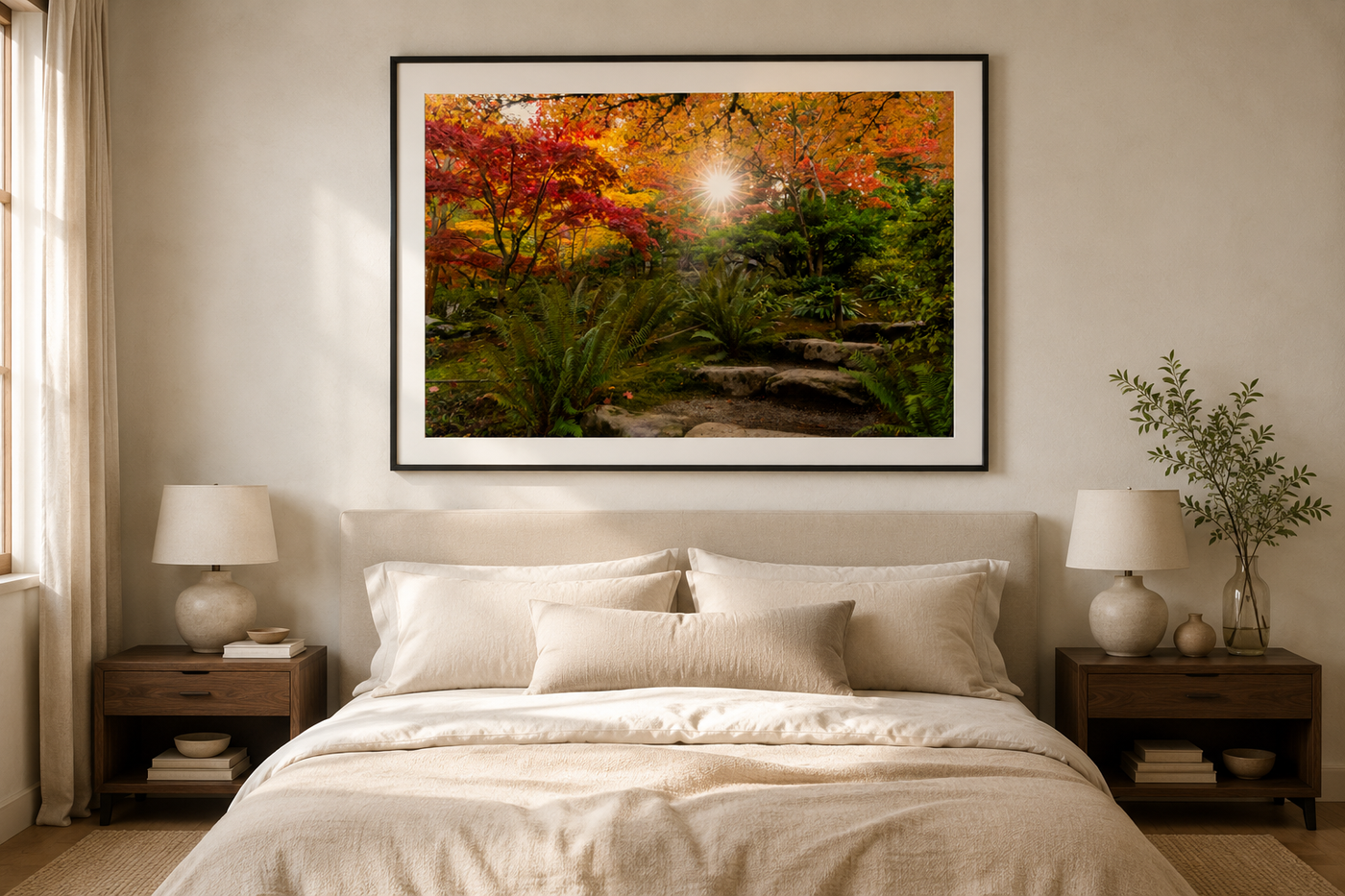 Seattle Japanese Garden Autumn Sunburst displayed in a refined room interior