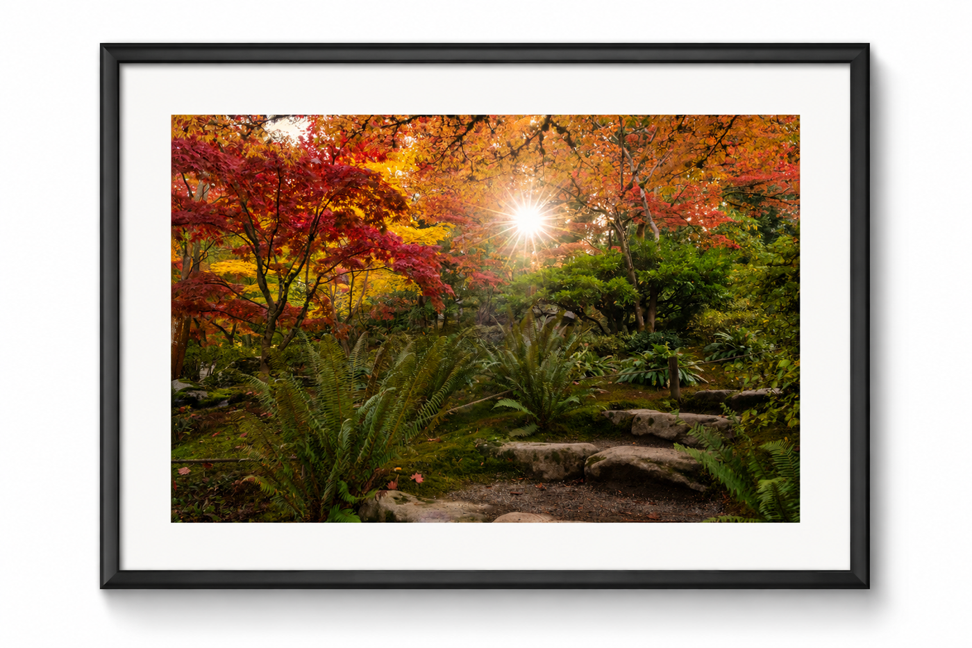Seattle Japanese Garden Autumn Sunburst displayed in a styled room interior