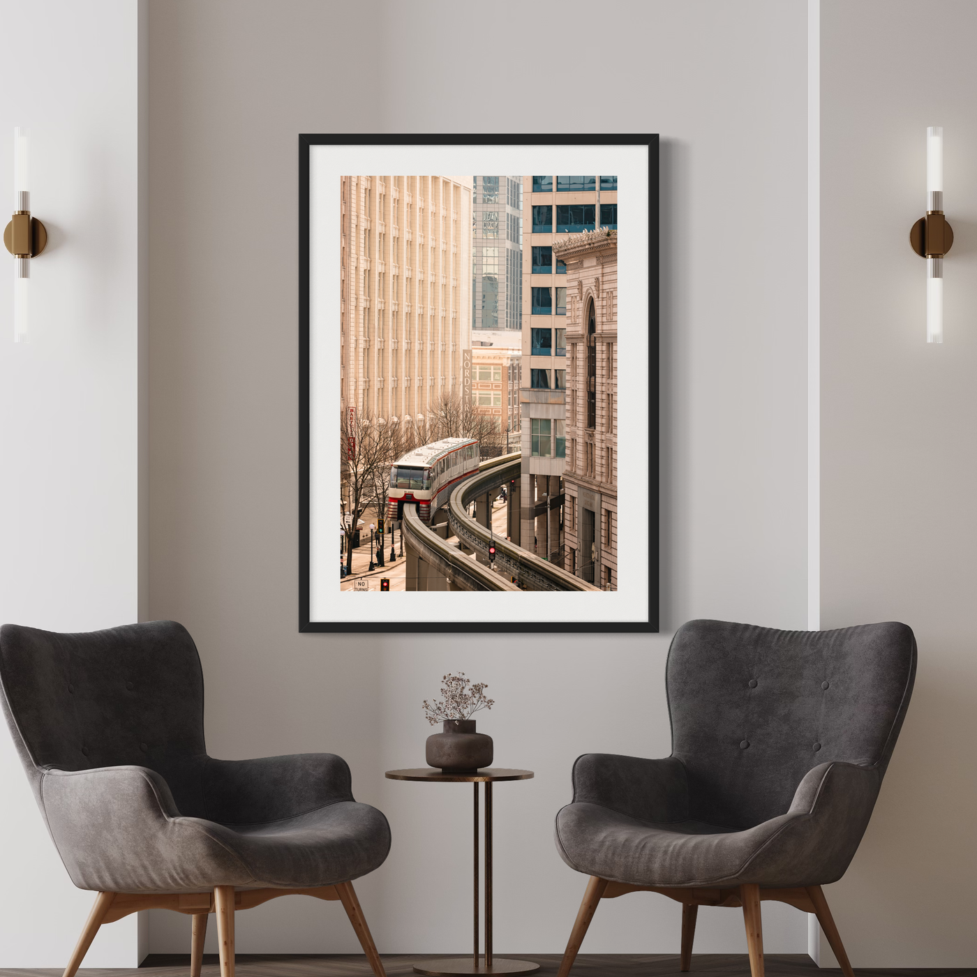 Seattle Monorail displayed in a contemporary room interior