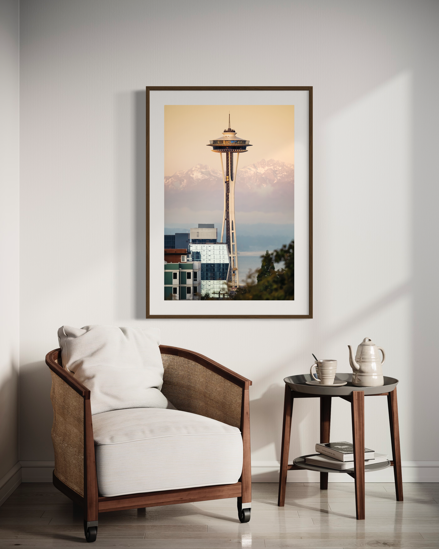 Seattle Space Needle Skyline displayed in an elegant room interior