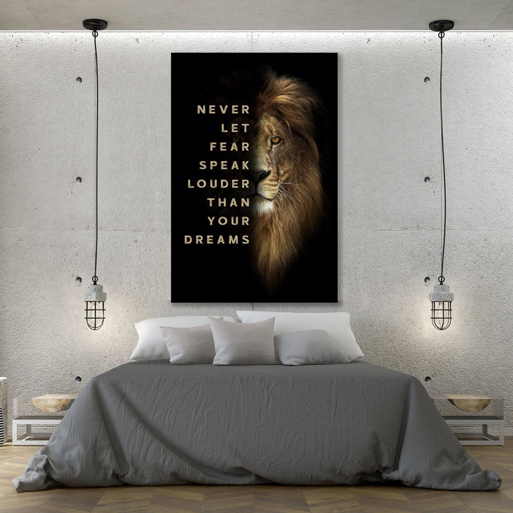 Chris Fabregas Fine Art Photography Motivational Canvas Lion Motivational Canvas - Never Let Fear Speak Louder Than Your Dreams Wall Art print