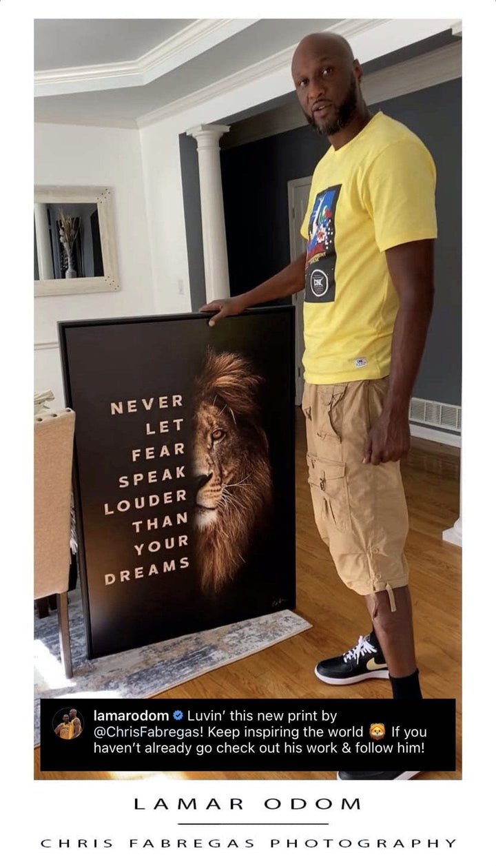 Chris Fabregas Fine Art Photography Motivational Canvas Lion Motivational Canvas - Never Let Fear Speak Louder Than Your Dreams Wall Art print