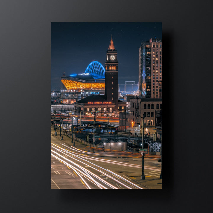 Chris Fabregas Photography Metal, Canvas, Paper Downtown Seattle Lumen Field & King Street Station Wall Art print