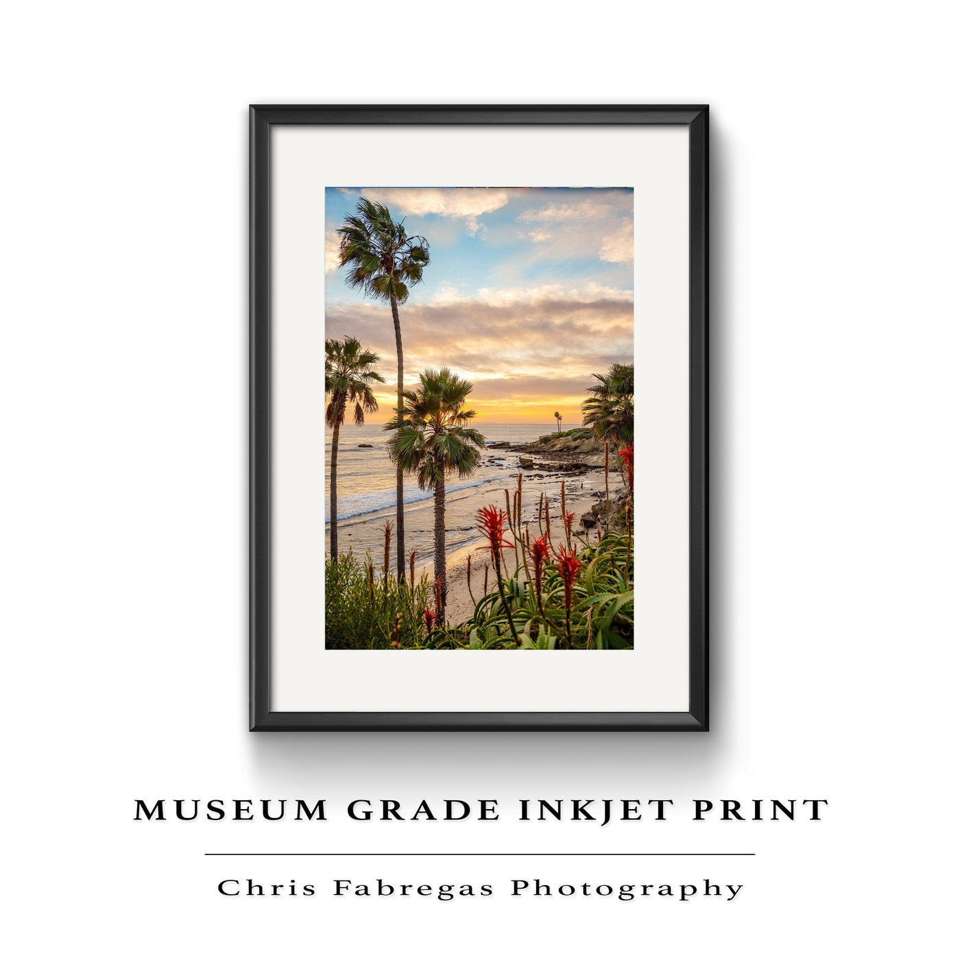 Laguna Beach Sunset Coastal displayed in an elegant room interior