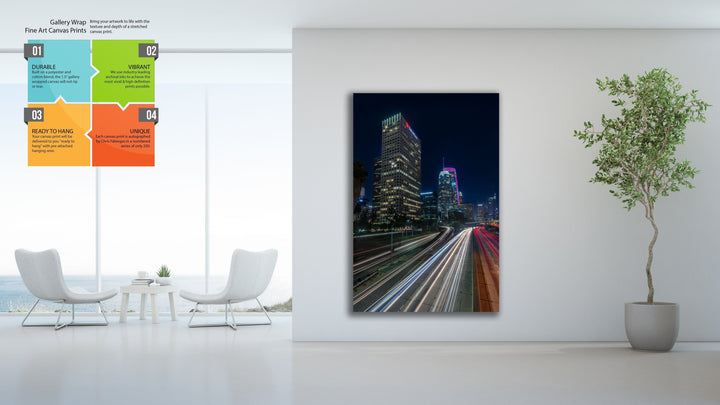 Chris Fabregas Photography Metal, Canvas, Paper Los Angeles At Night, Long Exposure Wall Art Photography Wall Art print