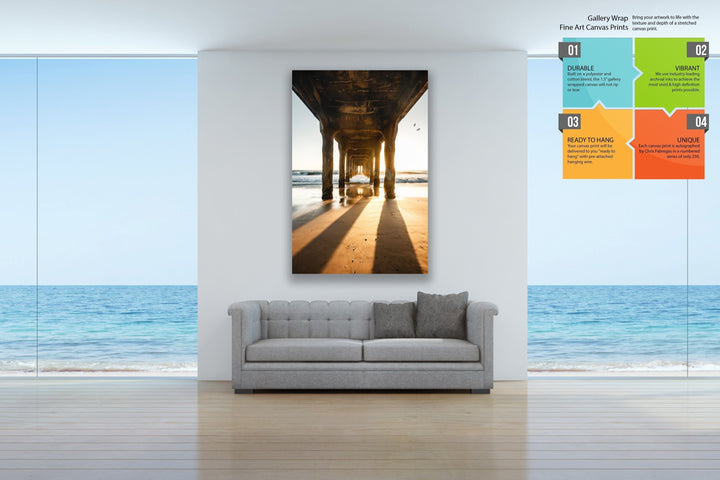 Chris Fabregas Photography Metal, Canvas, Paper Manhattan Beach Pier Sunset Pillars, California Wall Decor Photography Wall Art print