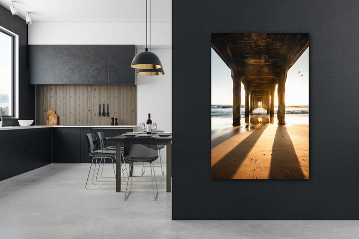 Chris Fabregas Photography Metal, Canvas, Paper Manhattan Beach Pier Sunset Pillars, California Wall Decor Photography Wall Art print