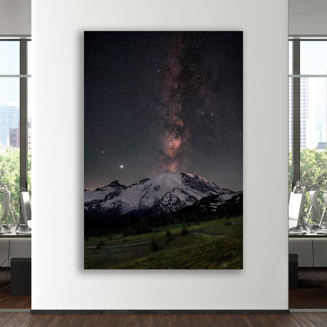 Chris Fabregas Photography Metal, Canvas, Paper Milky Way Eruption Over Mt. Rainier Wall Art print