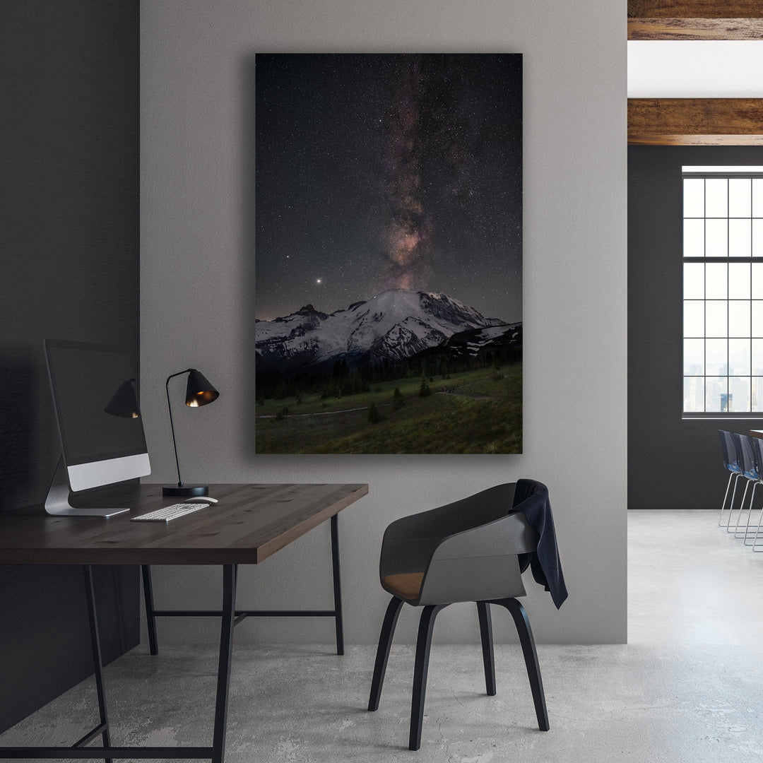 Chris Fabregas Photography Metal, Canvas, Paper Milky Way Eruption Over Mt. Rainier Wall Art print