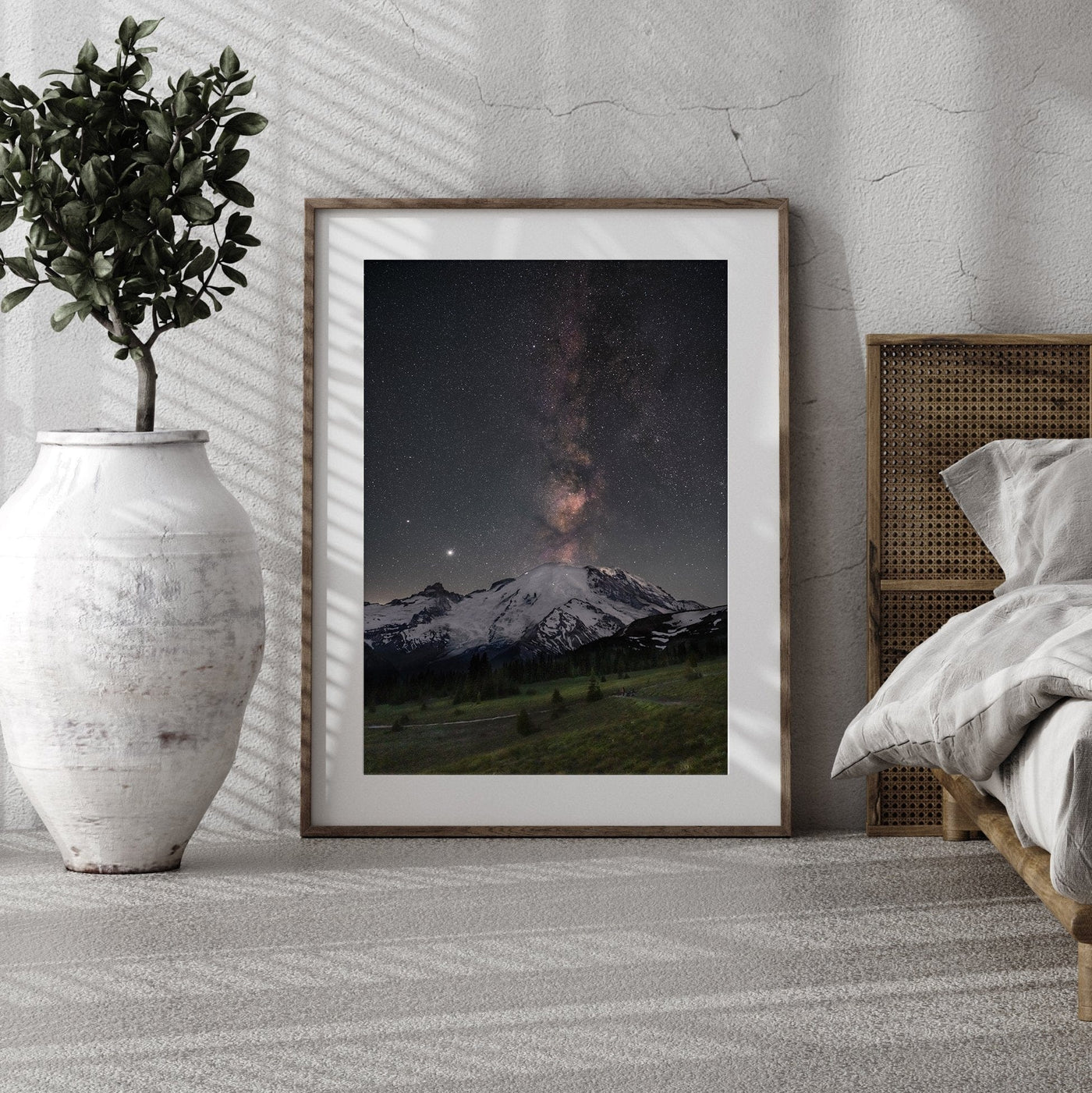 Milky Way Over Mount Rainier displayed in an elegant home interior
