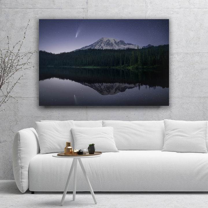 Chris Fabregas Photography Metal, Canvas, Paper NEOWISE Comet Streaking Past Mt. Rainier Wall Art print