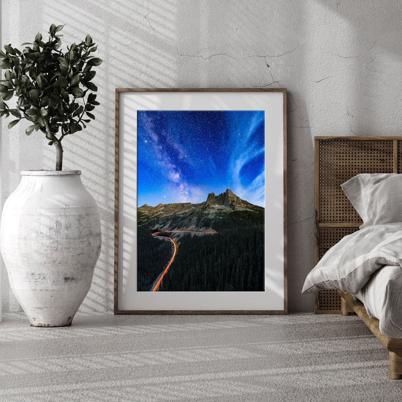 North Cascades Milky Way displayed in a refined room interior