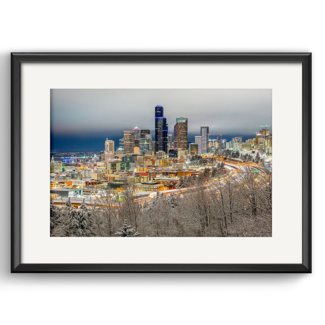 Chris Fabregas Photography Metal, Canvas, Paper Seattle Skyline With Snow - Limited Edition Photography Wall Art print