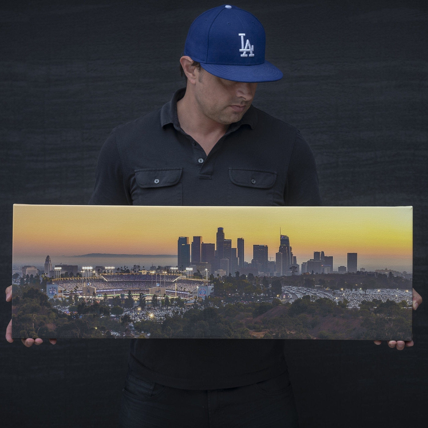 Dodger Stadium 2018 World Series Game 3 Fine Art Print displayed in a styled room interior 3