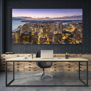 Chris Fabregas Photography Metal Print, Canvas Downtown Seattle Panoramic Limited Edition Print Wall Art print