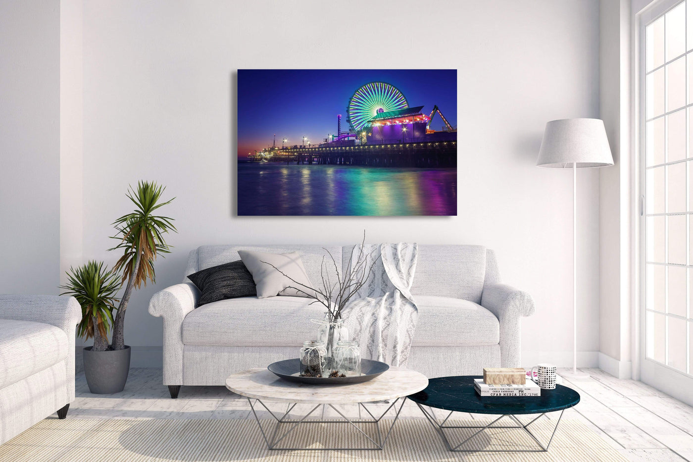 Santa Monica Pier Night displayed in an elegant room interior