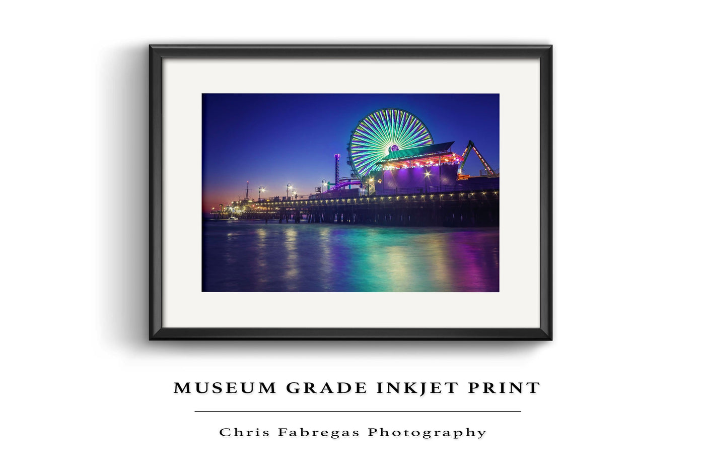Santa Monica Pier Night displayed in a modern room interior