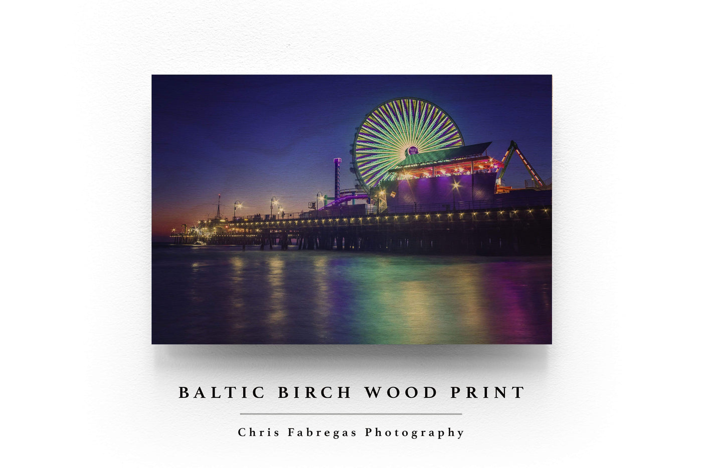 Santa Monica Pier Night displayed in a home interior