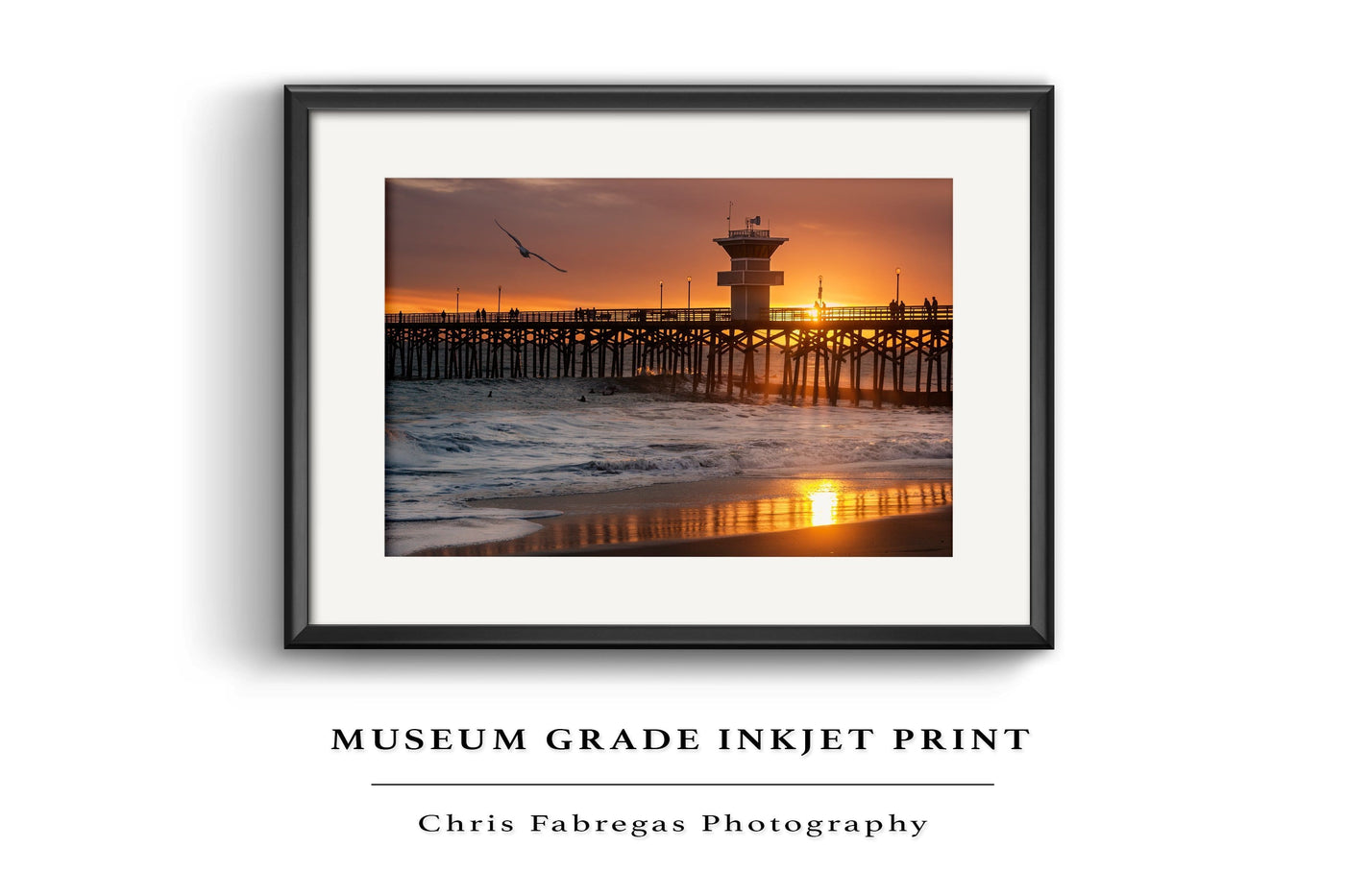 Seal Beach Pier Sunset Limited Edition displayed in an elegant room interior
