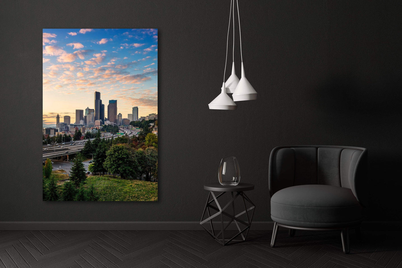 Seattle Skyline From Beacon Hill displayed in a refined room interior