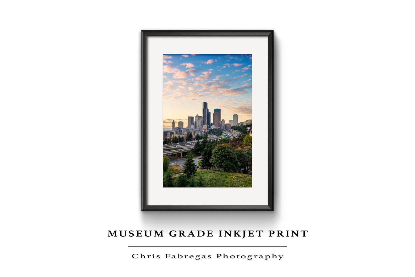 Seattle Skyline From Beacon Hill displayed in a modern room interior