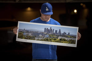 Chris Fabregas Photography Panoramic Poster Dodger Stadium 2019 Opening Day Poster With Boxscore Wall Art print