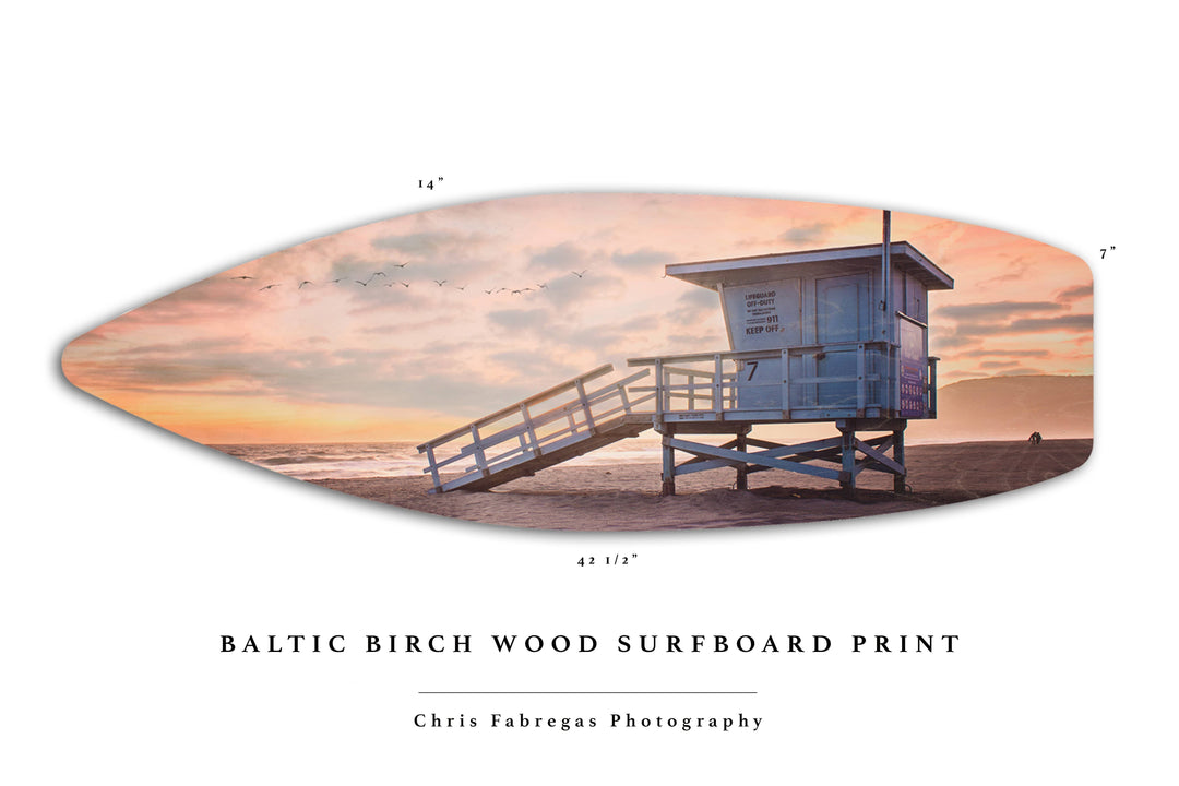 Chris Fabregas Photography Surfboard Malibu, California - Baltic Birch Wood Surfboard Wall Art print